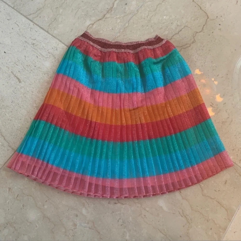 Gucci Rainbow Glitter Stripe Stretch Pleated Skirt